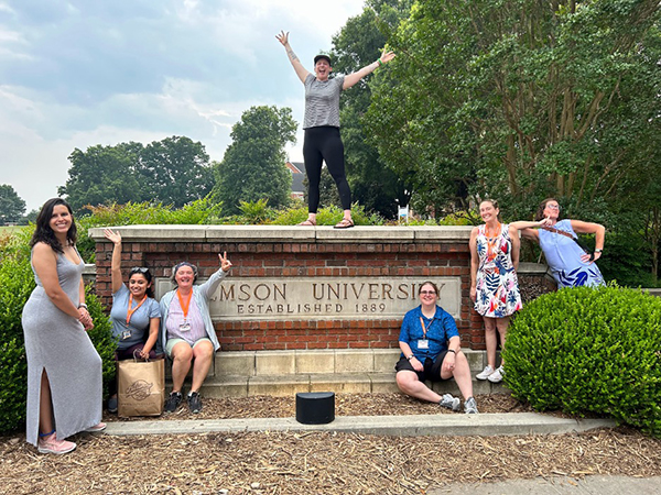 Fellows taking a tour of the Clemson University campus.